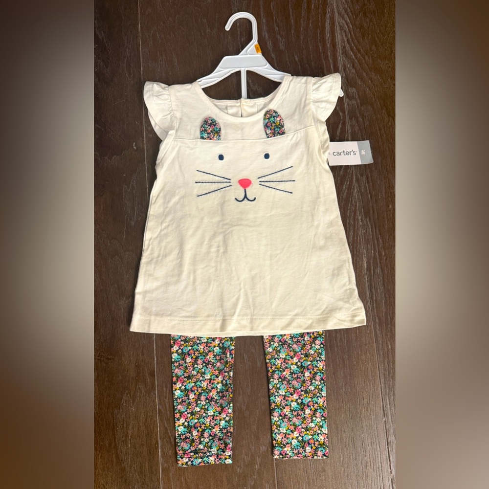 💝NWT Adorable 2 piece Bunny set Carter’s 3T 🌸🌸🌸